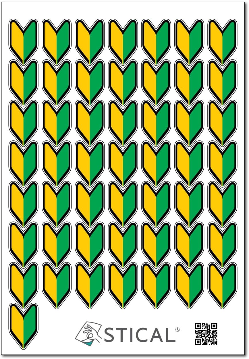 ミニ初心者マーク シール 1シート50枚 1.8cm x 2.8cm 再剥離ステッカー