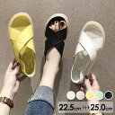 【レビュー特典 20%OFF】クロスストラップサンダル 厚底サンダル レディース ビーチ ペタンコ 歩きやすい フラット スリッパ ブラック ホワイト イエロー...