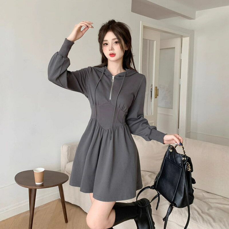 【送料無料 20％OFF】レディース ビッグサイズ ワンピース パーカー ロングスリーブ フード付き 秋冬