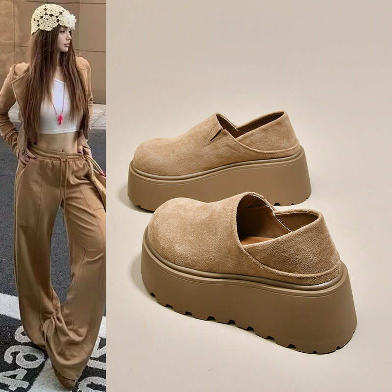 【送料無料 20％OFF】2025春秋 レディース 厚底ローファー ビルケン風 スリッポン シューズ 小柄女子 韓国風 カジュアル オールマッチ