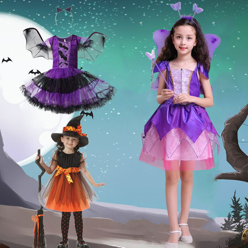 【送料無料 20％OFF】ハロウィーン 魔女 ドレス 女の子用 仮装 パーティー衣装 プリンセス風 子供 コス..