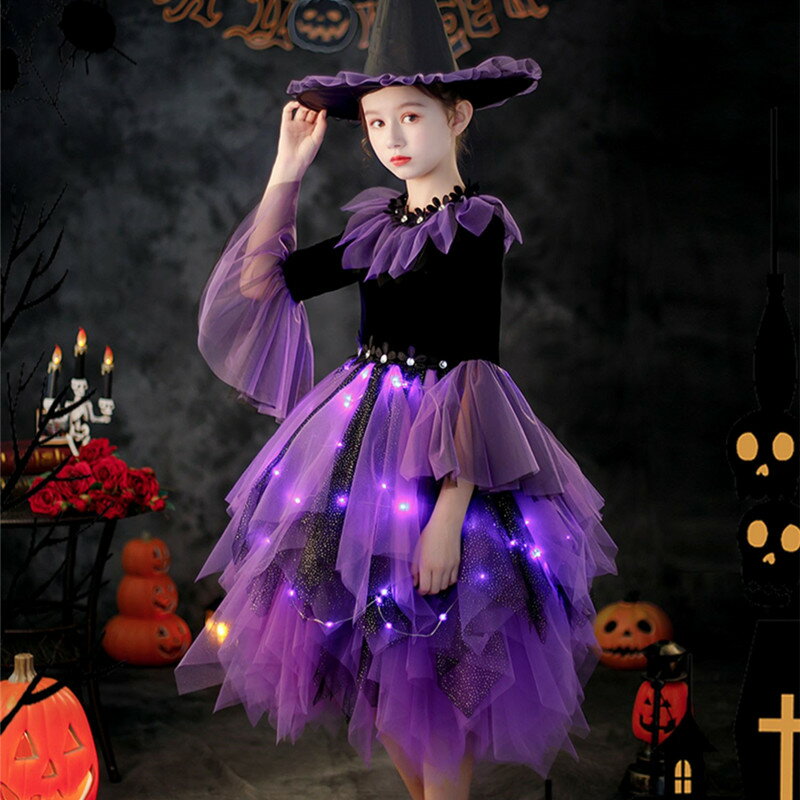 【送料無料 20％OFF】ハロウィーン 子供服 女の子 魔女 コスプレ プリンセス ドレス パーティー衣装