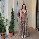 【レビュー特典 20%OFF】サロペット パンツ オールインワン レディース パンツ ワイドパンツ 花柄 春 秋 夏 きれいめ 着痩せ 大きいサイズ カジュアル 体型カバー ゆったり 女性 お呼ばれ 可愛い 薄手 おしゃれ カジュアル ナチュラル ママコーデ