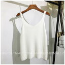 【レビュー特典 10%OFF】【10%OFF 割引期間】夏 ニット キャミソール インナー ニットソー キャミソール ショート丈 袖なしノースリーブ ラウンドネック 襟なし ルーズ 透け感 伸縮性 サスペンダー 薄手 普通生地(春夏用) かわいい シンプル 大人女子 こなれ感 個性的(4)