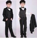 【レビュー特典 20%OFF】子供スーツ 男の子 5点セット ジャケット シャツ ベスト ジレ パンツ 蝶ネクタイ ステージ衣装 子供 キッズ スパンコール キラキラ 発表会 イベント 卒業式 舞台 演劇 オペラ 礼服 司会者 ピアノ 演奏会 結婚式 黒金 黒銀 白金 白銀 きらき