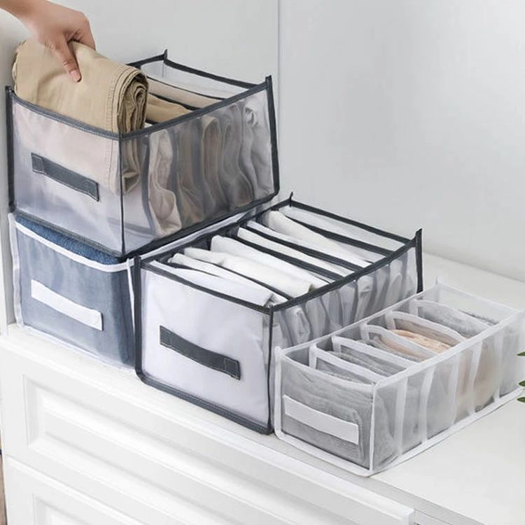 FUKUOKA ストアサービスのメッシュ収納ボックス 2点セット クローゼットケース 衣類ケース メッシュ 衣装ケース パンツ収納 収納 小物収納 収納ボックス 衣類 ケース 仕切り パンツ収納 タンス収納 引き出し 仕切りボックス 下着 整理 ランジェリー収納 収納ケース｜アングル2