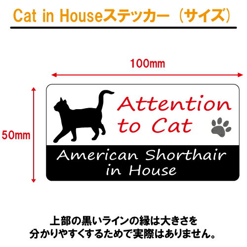 アメリカン・ショートヘア イン ハウス ステッカー 【猫 cat in house キャット シール 防犯 american shorthair】【文字変更可】 3