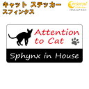 スフィンクス イン ハウス ステッカー 【猫 cat in house キャット シール 防犯 sphynx】【文字変更可】