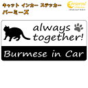 バーミーズ burmese in Car ステッカー プリントタイプ 【Cat in Car キャット インカー 猫 シール デカール】【文字変更可】