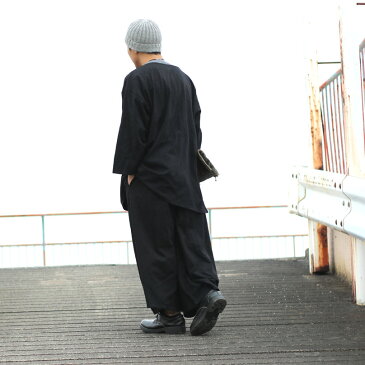 コットン タック ワイドパンツ 袴パンツ はかまパンツ ガウチョパンツ スカーチョ スカンツ ブラック 黒 フリーサイズ メンズ レディース サルエルパンツ サルエル モード系