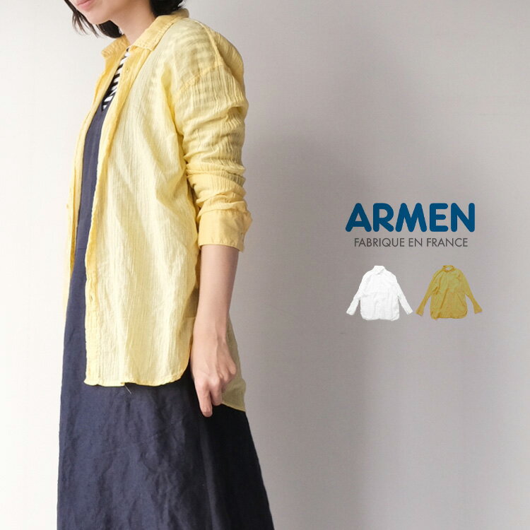 LINEϿ500ߥեݥ ARMEN  SINGLE GAUZE OVERDYED UTILTY REGULAR COLLAR SHIRT INAM1901GD 󥰥륬 쥮顼顼  2023SS ղơ ե ץ쥼 󥭥