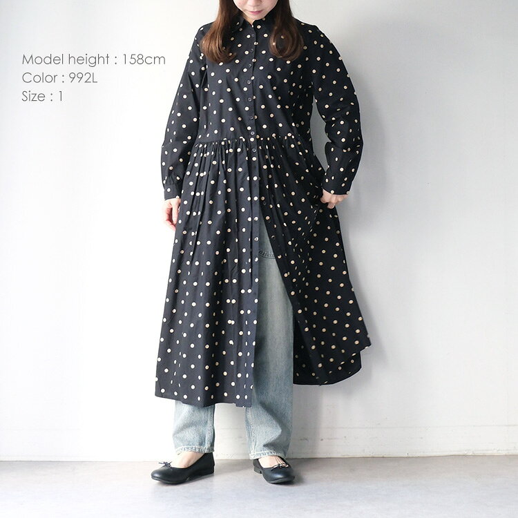 【20%OFF SALE/セール】 soil ワンピース soil 服 ソイル ワンピース SOIL ソイル 40'S POPLIN DOT PRINT REGULAR COLLAR DRESS NSL22533 ポプリン ドットプリント レギュラーカラー ドレス 長袖 春 秋 冬 40代 50代 ギフト プレゼント ランキング stillfr-10014221 Chouquetteシュケットレディース服 サンプル画像2