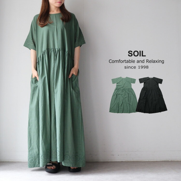 Rakuten - SOIL ソイル カット ワーク レース ワンピース INSL26343 80s VOILE PLAIN WITH CUT WORK LACE CREW NECK PULLOVER DRESS ギフト プレゼント ランキング