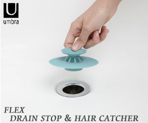【UMBRA／アンブラ】FLEX DRAIN STOP & HAIR CATCHER（フレックス ドレインストッパー＆ヘアキャッチャー）/水栓止め/風呂栓の写真