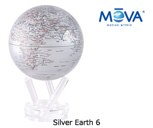 【MOVA Globe ムーバグローブ 6】Silver Earth 6インチ / 地球儀