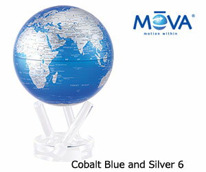 【MOVA Globe ムーバグローブ 6】Cobalt Blue and Silver 6インチ / 地球儀