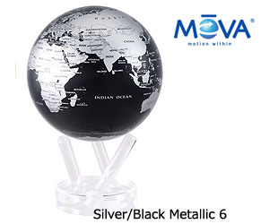 【MOVA Globe ムーバグローブ 6】Silver/Black Metallic 6インチ / 地球儀