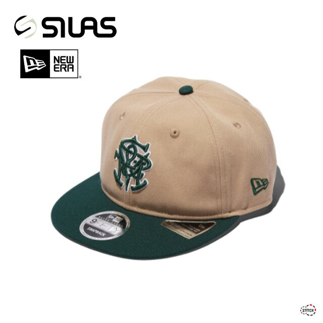 SILAS × NEW ERA MONOGRAM CAP 110241051003 ×ニューエラモノグラムキャップ メンズ レディース 帽子 コラボ サイズ調整可能 スナップバック ブランド ベージュ グリーン バイカラー ストリート カジュアル 無地 ロゴ サイラス 正規取扱店 