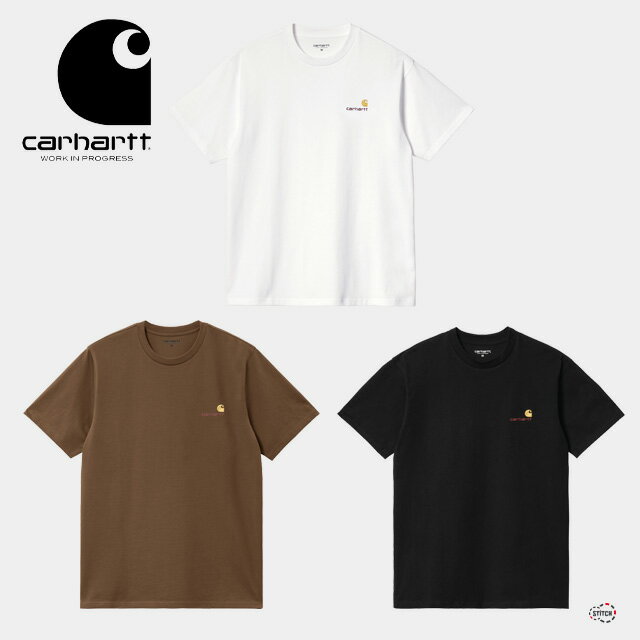 carhartt WIP S/S AMERICAN SCRIPT T-SHIRT I029956-24S ショートスリーブアメリカンスクリプトティーシャツ 半袖T ホワイト ブラック ブラウン ロゴ刺繍 Tシャツ クルーネック ワンポイント オーガニックコットン 綿 定番人気 カーハート ダブリューアイピー 正規取扱店