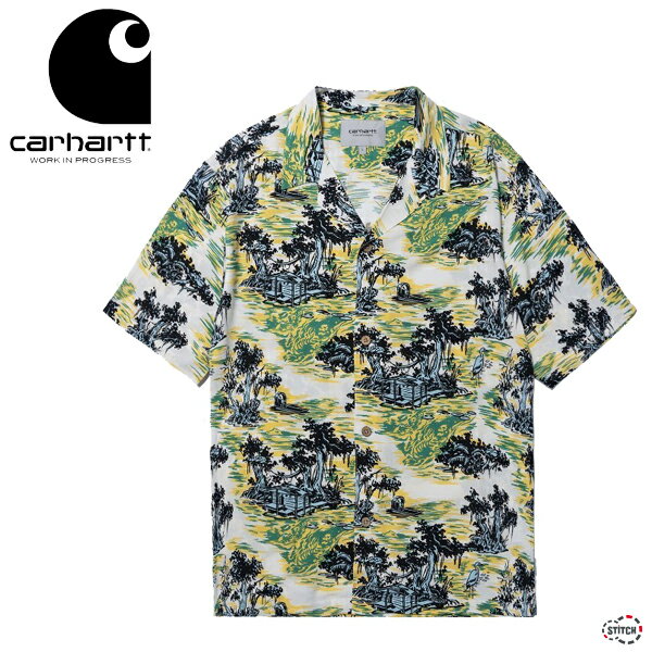  carhartt WIP S/S BAYOU SHIRT I031464 ショートスリーブ バイユーシャツ メンズ オープンカラー 総柄 柄シャツ ボタン留め 半袖 胸ポケット ブランド カーハート ダブリューアイピー 正規取扱店