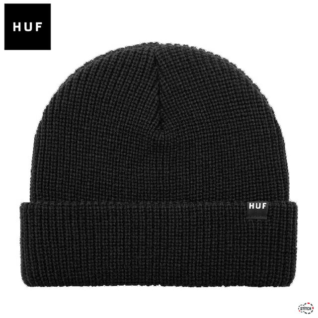 HUF HUF SET USUAL BEANIE BN00134 ハフセットユージュアルビーニー 帽子 ニットキャップ 黒 ブラック シンプル ワンポイント メンズ レディース ストリートファッション カジュアル ブランド 正規品 本物 店舗 通販 おしゃれ プレゼント お揃い ロゴ ハフ 正規取扱店舗