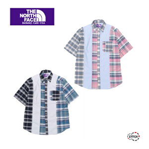 THE NORTH FACE PURPLE LABEL nanamica ザ ノースフェイスパープルレーベル Patchwork H/S Shirt NT3209N パッチワークハーフスリーブシャツ メンズ オーバーサイズ クールマックス 胸ポケット ロゴ刺繍 2022春夏 正規取扱店