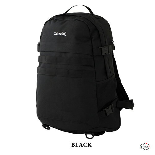 X-GIRL MILLS LOGO ADVENTURE BACKPACK 105215053001 ミルズロゴアドヴェンチャーバックパック リュック かばん 大容量 耐久性撥水 防汚加工 ロゴ XGIRL 正規販売店 通学 レジャー 普段使い