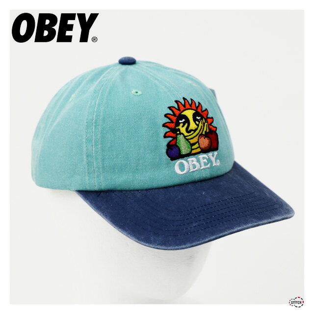 OBEY PIGMENT FRUITS 6 PANEL SNAPBACK 100580366 ピグメントフルーツ6パネルスナップバック 帽子 キャップ サイズ調整可能 ブルー 青 シンプル かわいい カラフル コットン 綿 果物 2024SS メンズ ストリート カジュアル 刺繍 ロゴ オールシーズン オベイ 正規取扱店