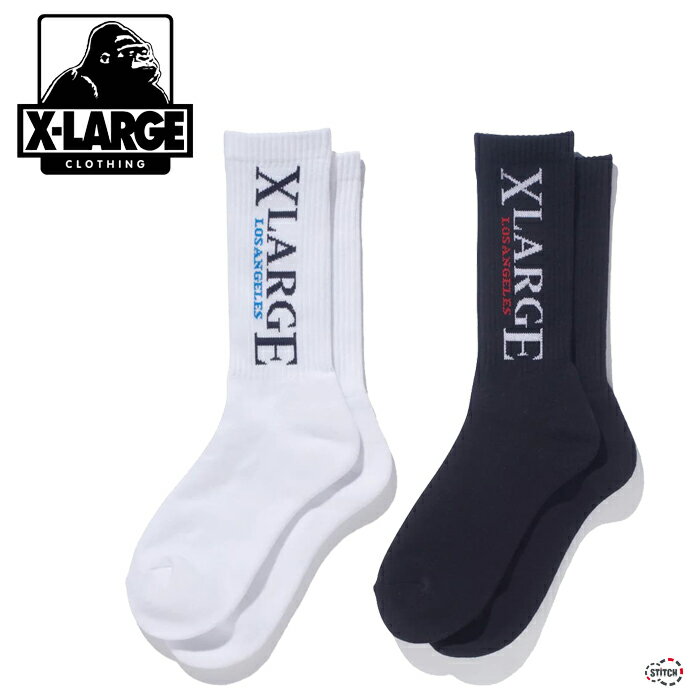  XLARGE XL LAX LOGO SOCKS 101224054003 ラックス ロゴソックス 靴下 シロ クロ ブランド ハイソックス シンプル ストリート メンズ エクストララージ 正規取扱店 新品