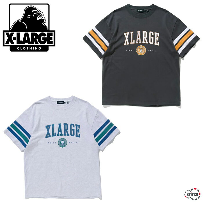 【SALE 25%OFF 定価6,600円】 XLARGE XL FOOTBALL S/S TEE 101231011013 XL フットボール ショートスリーブティー ブランド 半袖 メンズ チャコール グレー アッシュ ロゴ エクストララージ X-LARGE正規取扱店