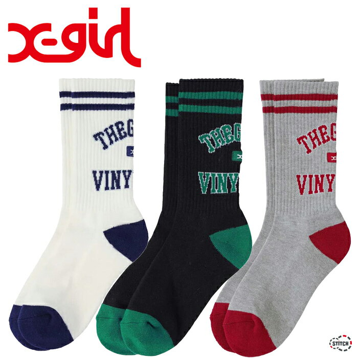 ySALE 25OFF 艿1,980~z X-girl COLLEGE BOX LOGO RIB SOCKS 105231054002 JbW {bNX S u\bNX C Xg[g uh fB[X GbNXK[ XGIRLK戵X