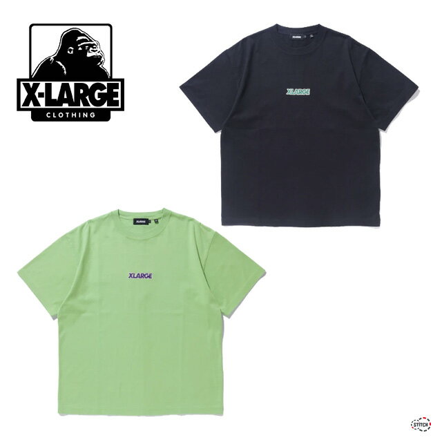【SALE 25％OFF 定価6,050円】XLARGE STANDARD LOGO S/S TEE 101242011006 スタンダードロゴ半袖ティー Tシャツ フロントロゴ 刺しゅう ショートスリーブ 黒 ブラック グリーン 緑 おそろい カップルコーデ シンプル 綿 着まわし ストリート エクストララージ 正規取扱店
