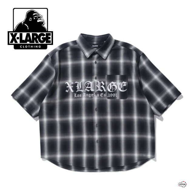 XLARGE ȥ顼 OLD ENGLISH S/S PLAID SHIRT 101242014006 Ⱦµ ɥ󥰥å ɽ å  ֥å  åץ륳 硼ȥ꡼ ݥꥨƥ åȥ   ܥ դ Υȡ  谷Ź