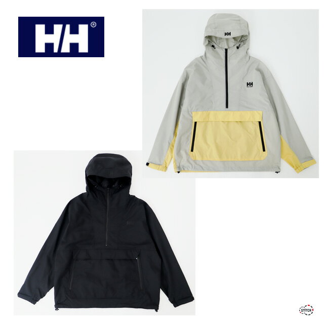 HELLY HANSEN Bergen Anorak Jacket HO12301 24ss メンズ ナイロン アノラックジャケット 軽量アウター 切替 無地 黒 グレー ロゴ刺繍 HH おしゃれ アウトドアファッション ヘリーハンセン正規取扱店