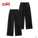 X-girl FACE LABEL EASY PANTS 105251031005 フェイスラベルイージーパンツ レディース ブランド ストリート ダンス ウエストゴム 黒 エックスガール XGIRL正規取扱店(4)