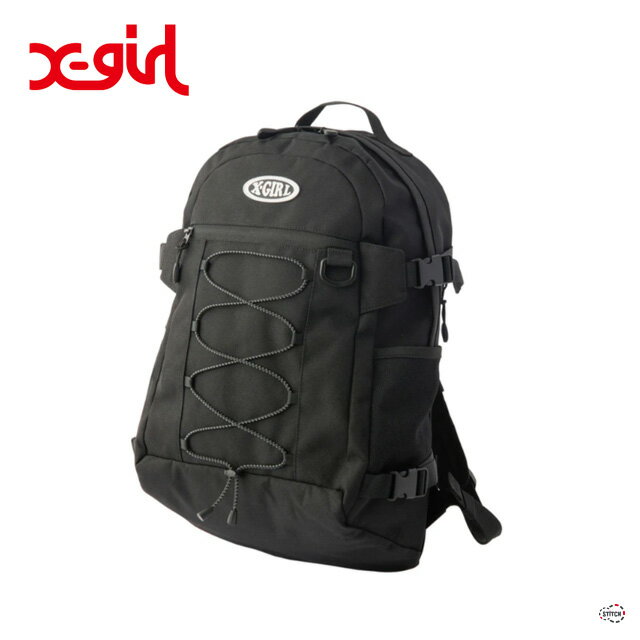 X-girl OVAL LOGO BUNGEE CORD BACKPACK 105251053006 オーバルロゴバンジーコードバックパック リュック かばん 黒 大容量 通学 普段使い 旅行 かわいい シンプル 収納ポケット豊富 エックスガール 正規取扱店