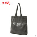 X-girl RHINESTONE STARDUST LOGO TOTE BAG 105252053001 ラインストーンロゴトートバッグ かばん 黒 星 肩掛...
