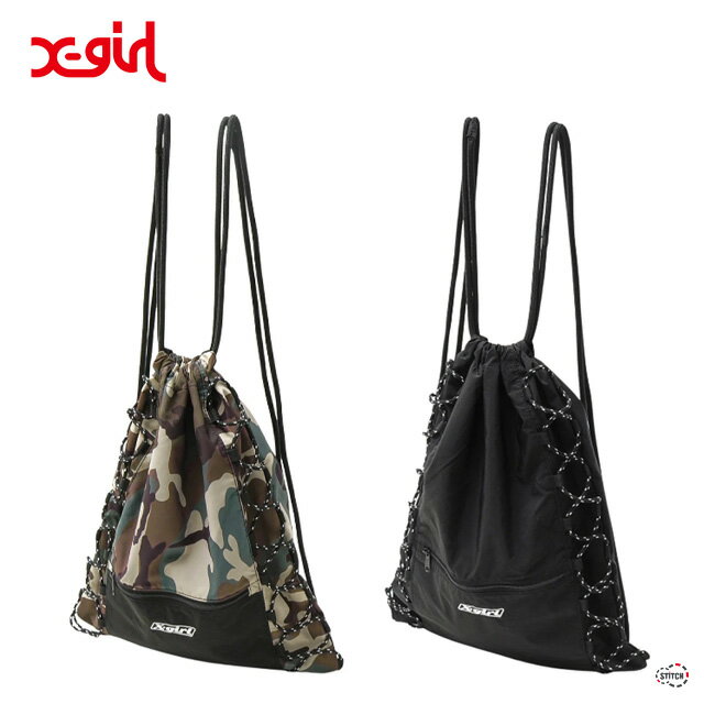 X-girl KNAPSACK 105252053009 ナップサック かばん 黒 迷彩 カジュアル ストリート ブランド おしゃれ かわいい ロゴ エックスガール XGIRL正規取扱店のサムネイル