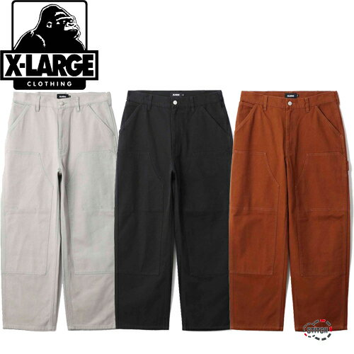 XLARGE エクストララージ DUCK WORK PANTS 101221031023 ダックワークパンツ 長ズボン ボトムス ストリート メンズ 黒 鼠色 茶色 X-LARGE正規取扱店