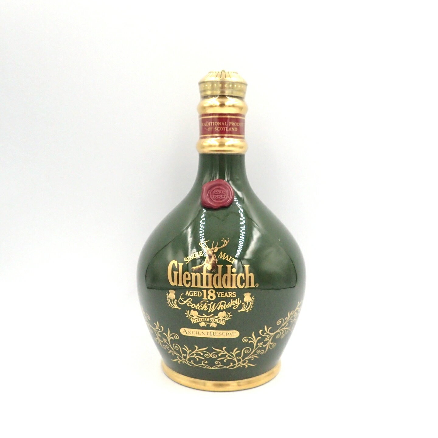 グレンフィディック 18年 緑 グリーン 陶器ボトル シングル モルト スコッチ ウイスキー750ml 43％ GLENFIDDICH 991g【N1】【中古】