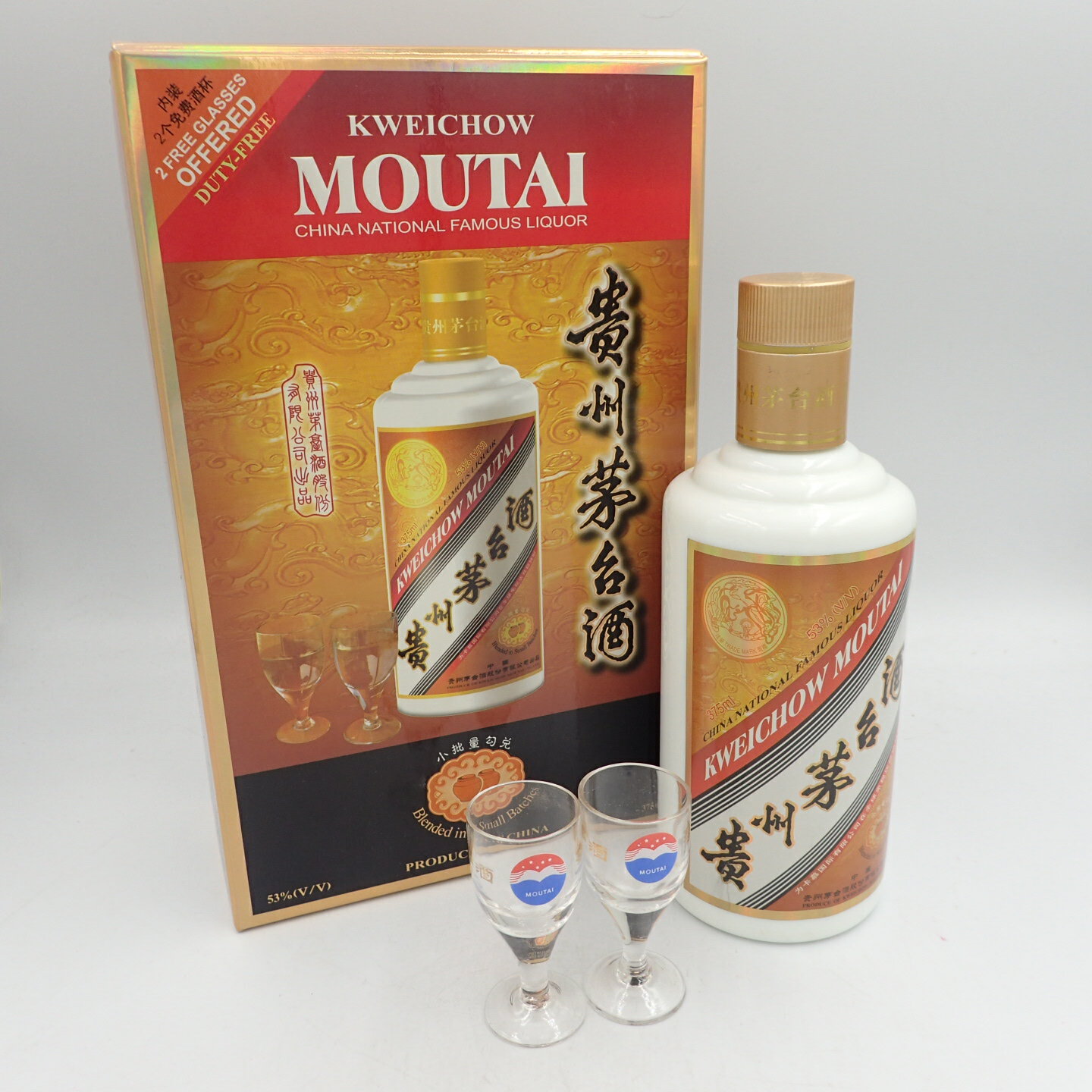 貴州茅台酒 天女 ゴールドラベル 375ml 53% 箱＆グラス付 830g【M】【中古】