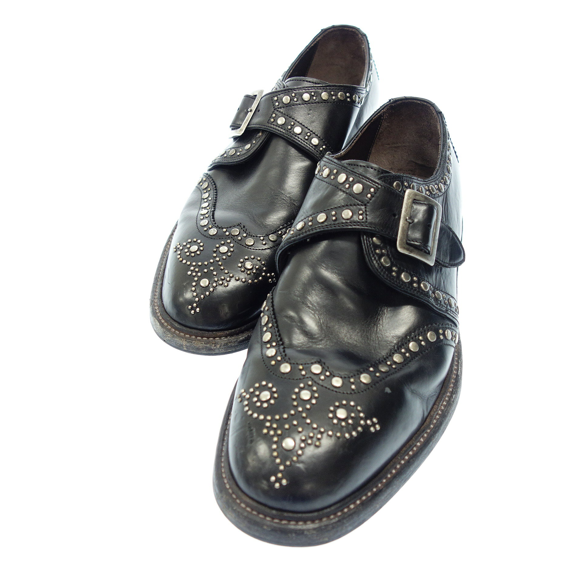 ドルチェ&ガッバーナ レザーシューズ シングルモンク スタッズ アーカイブ メンズ ブラック サイズ7.5 DOLCE & GABBANA【AFC2】【中古】