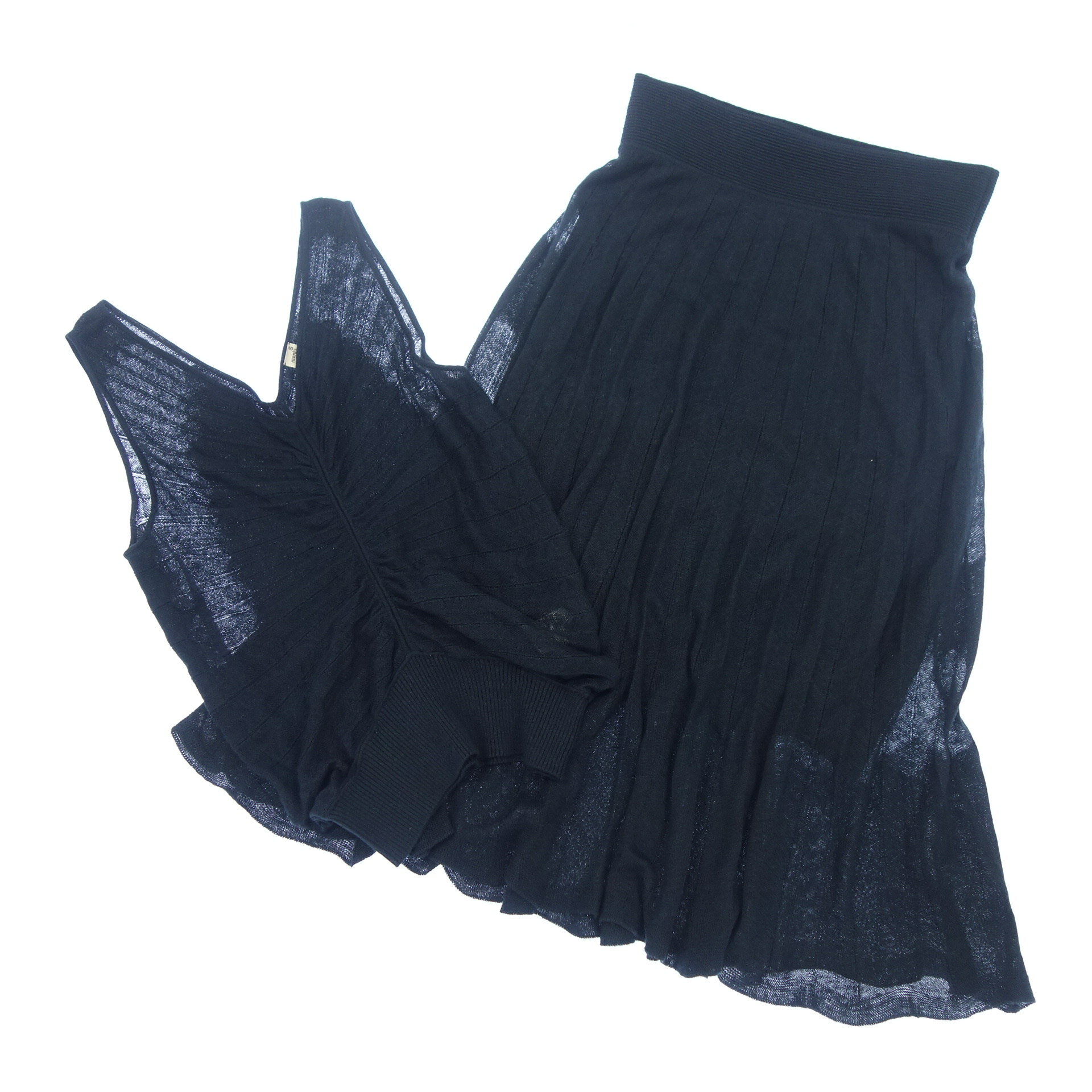 エルメス セットアップ スカート トップス リネン×カシミヤ レディース ネイビー系 サイズ38×36 HERMES【AFB35】【中古】のサムネイル