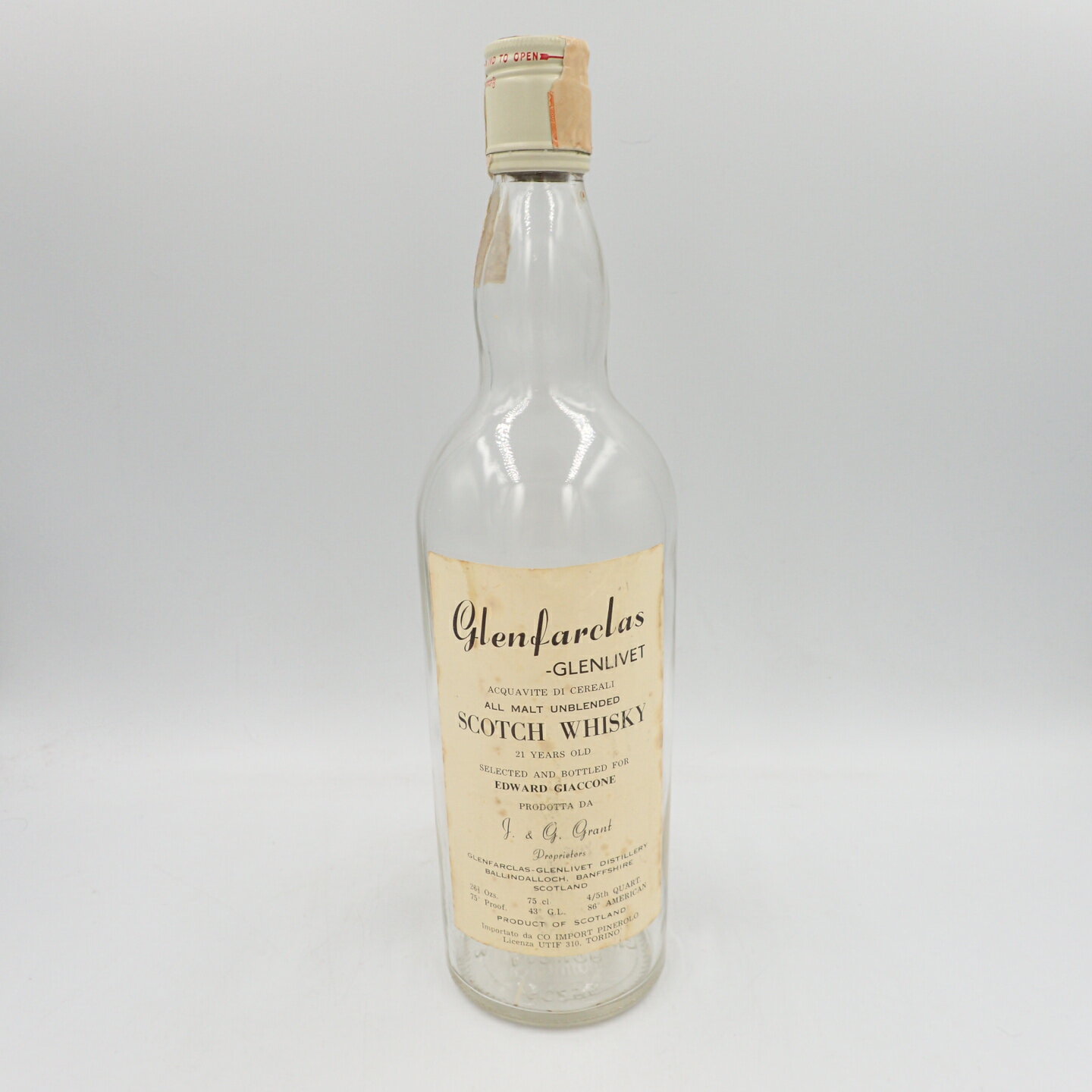 【未開栓】グレンファークラス 21年 フォー エドアルド ジャッコーネ 750ml 空き瓶 Glenfarclas for Edward Giaccone【J1】【中古】-cp31647