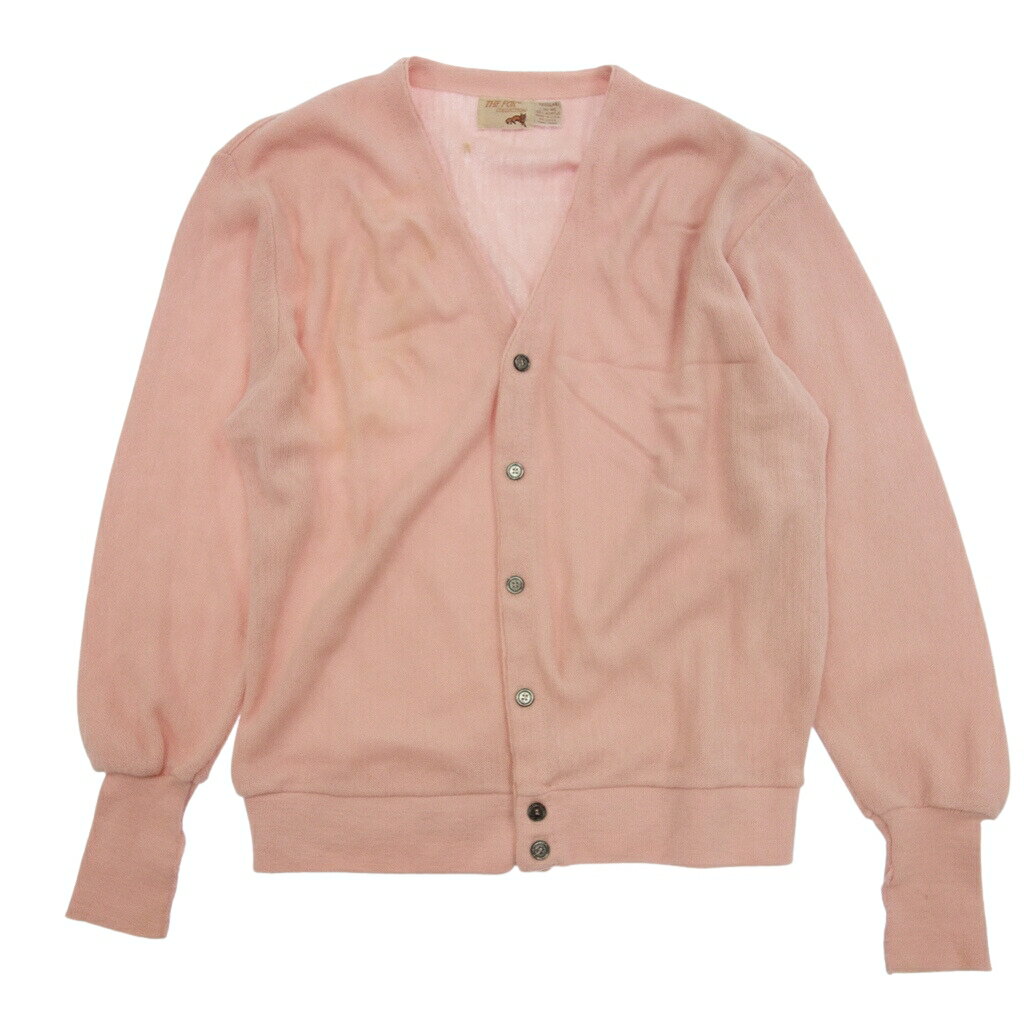 ヴィンテージ ザ フォックス コレクション 80’s カーディガン アクリル メンズ ピンク サイズL Vintage THE FOX COLLECTION【AFB33】【中古】