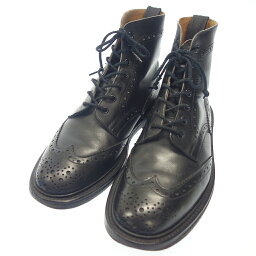 トリッカーズ レザーシューズ カントリーブーツ レースアップ モールトン M2508 メンズ ブラック サイズUK7.5 Tricker's MALTON【AFD6】【中古】