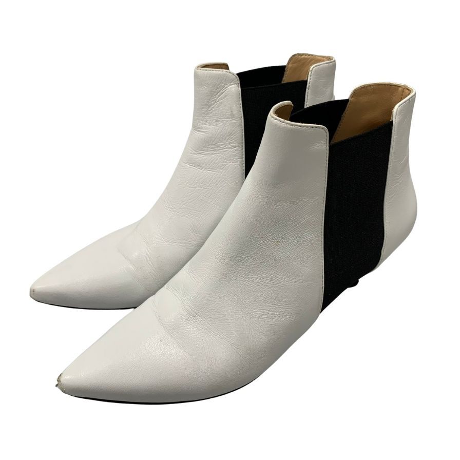 セルジオロッシ サイドゴアブーツ ポインテッドトゥ ヒール ホワイト レディース サイズ36.5 Sergio rossi 約23.0cm【AFC31】【中古】