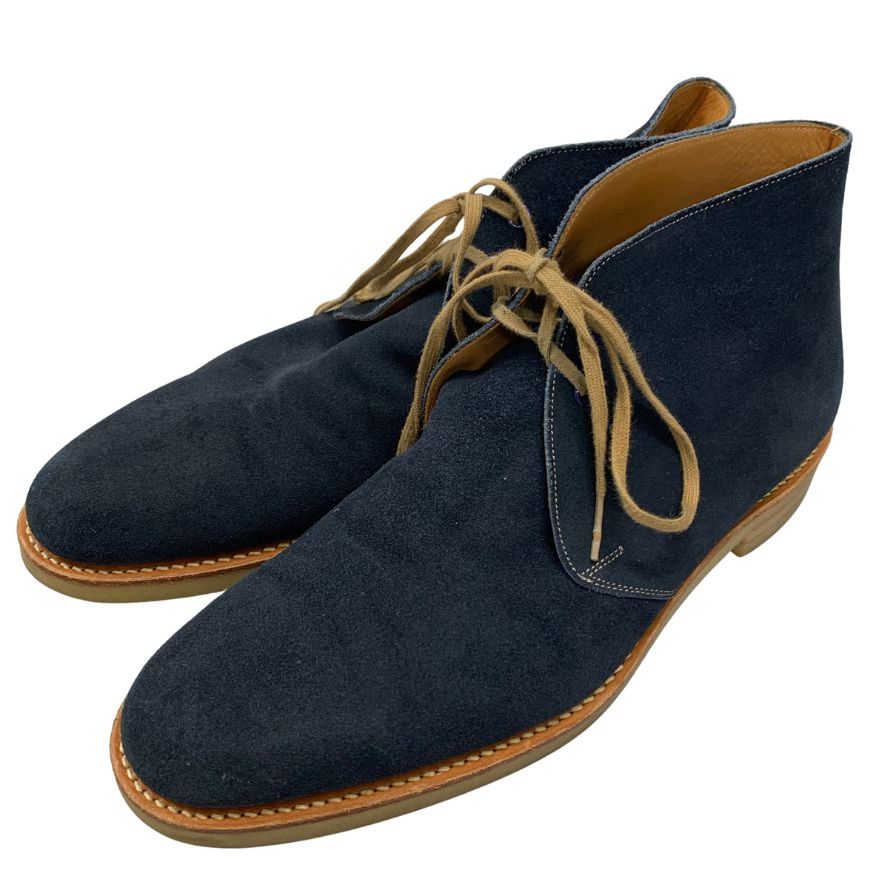 三陽山長 レザーブーツ チャッカ ネイビー スエード メンズ サイズ7.5 約25.5cm【AFC42】【中古】