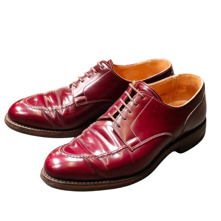 クロケット&ジョーンズ レザーシューズ オンスロウ Uチップ ガラスレザー バーガンディ メンズ サイズ7.5E CROCKETT&JONES ONSLOW ビジネスシューズ 約26.5cm【LA】【中古】販売済み