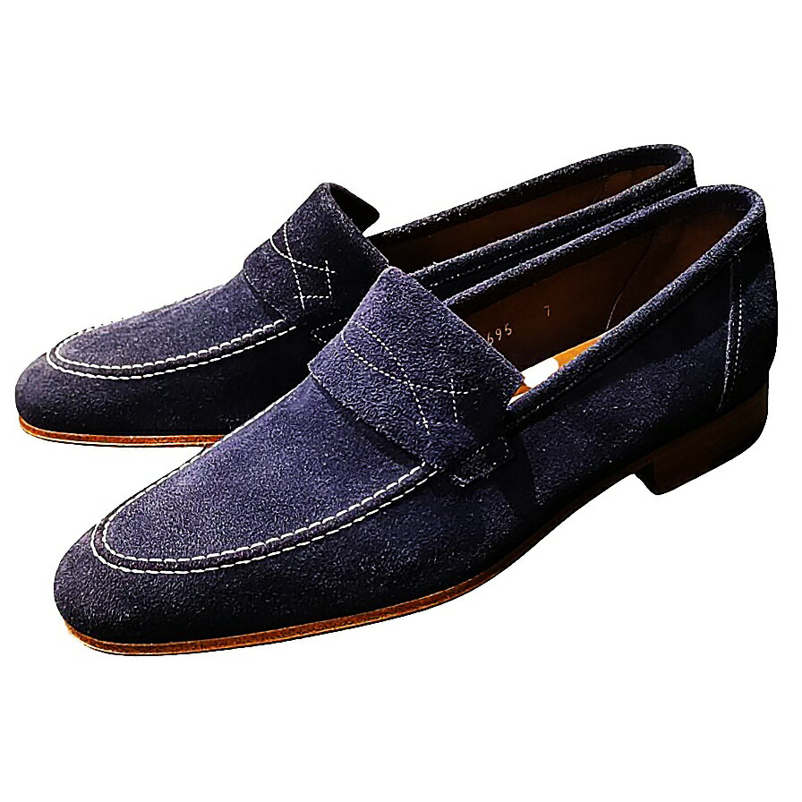 ジョンロブ レザーシューズ ローファー ヤードリー 8695ラスト スエード ネイビー メンズ サイズUK7 JOHN LOBB YARDLEY スエードシュー...